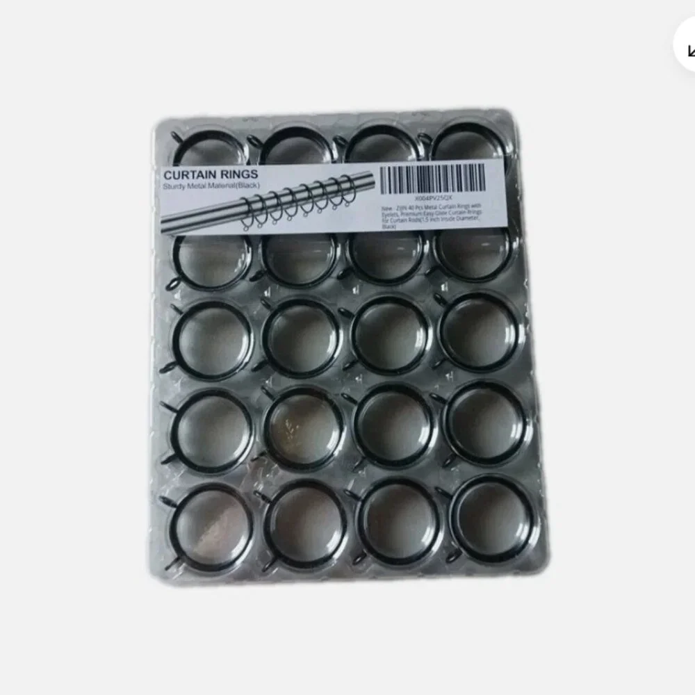 Curtain Rings with Eyelets 40 pcs Sturdy Metal Black 1.5 inch Inside Diameter
